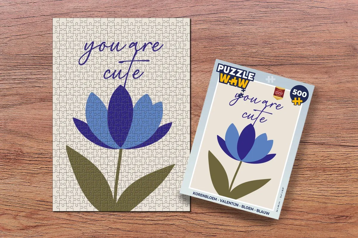 PuzzleWow Korenbloem Legpuzzel 500 Stuks - Blauw