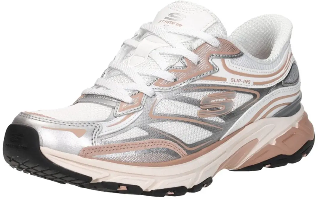 Skechers Stamina Sport Dames Instappers - Zilver/Wit/Roz - afbeelding 3 van 6