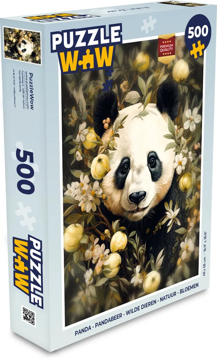 PuzzleWow Puzzel Panda Legpuzzel 500 Stuks - Multicolor