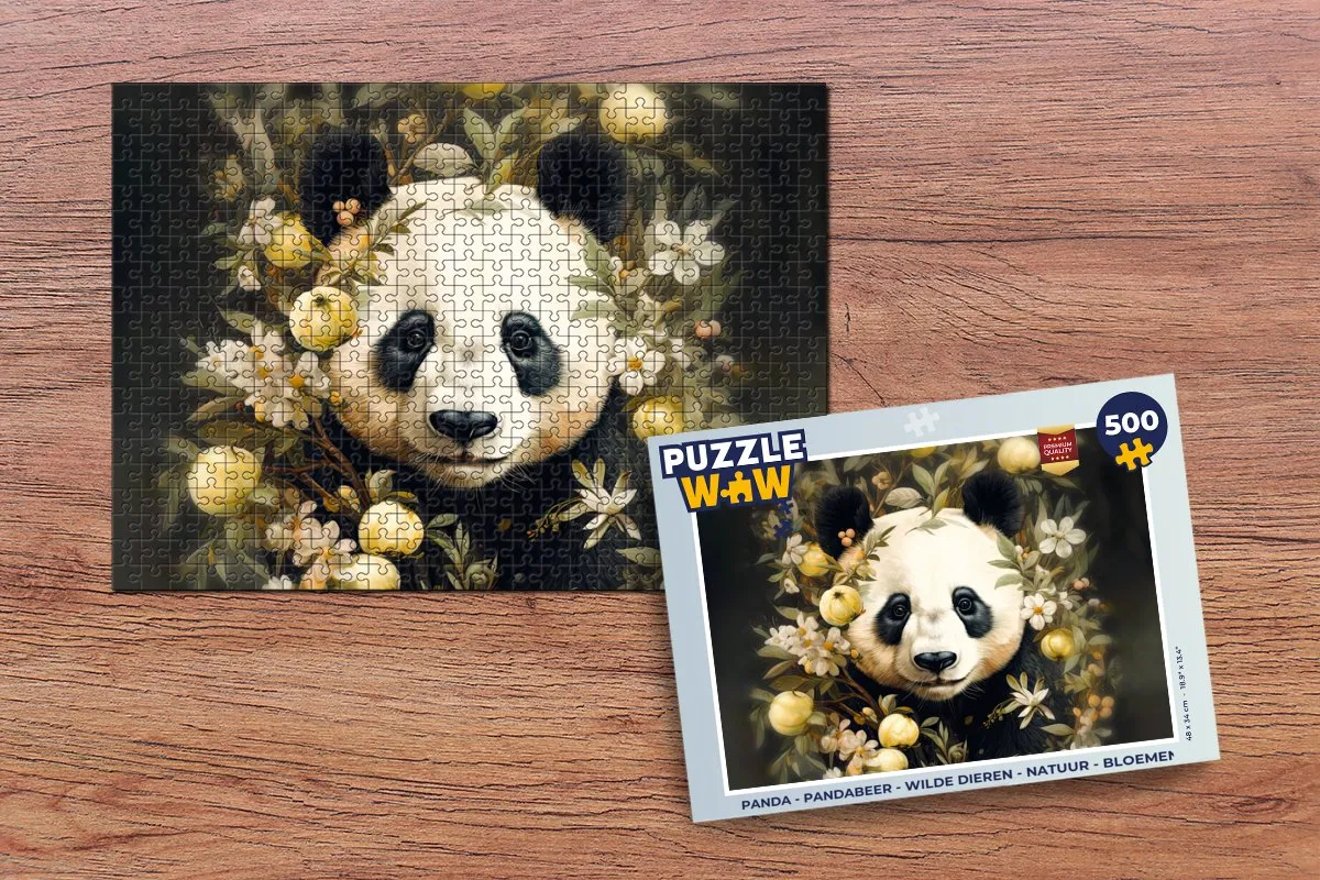 PuzzleWow Puzzel Panda Legpuzzel 500 Stuks - Multicolor