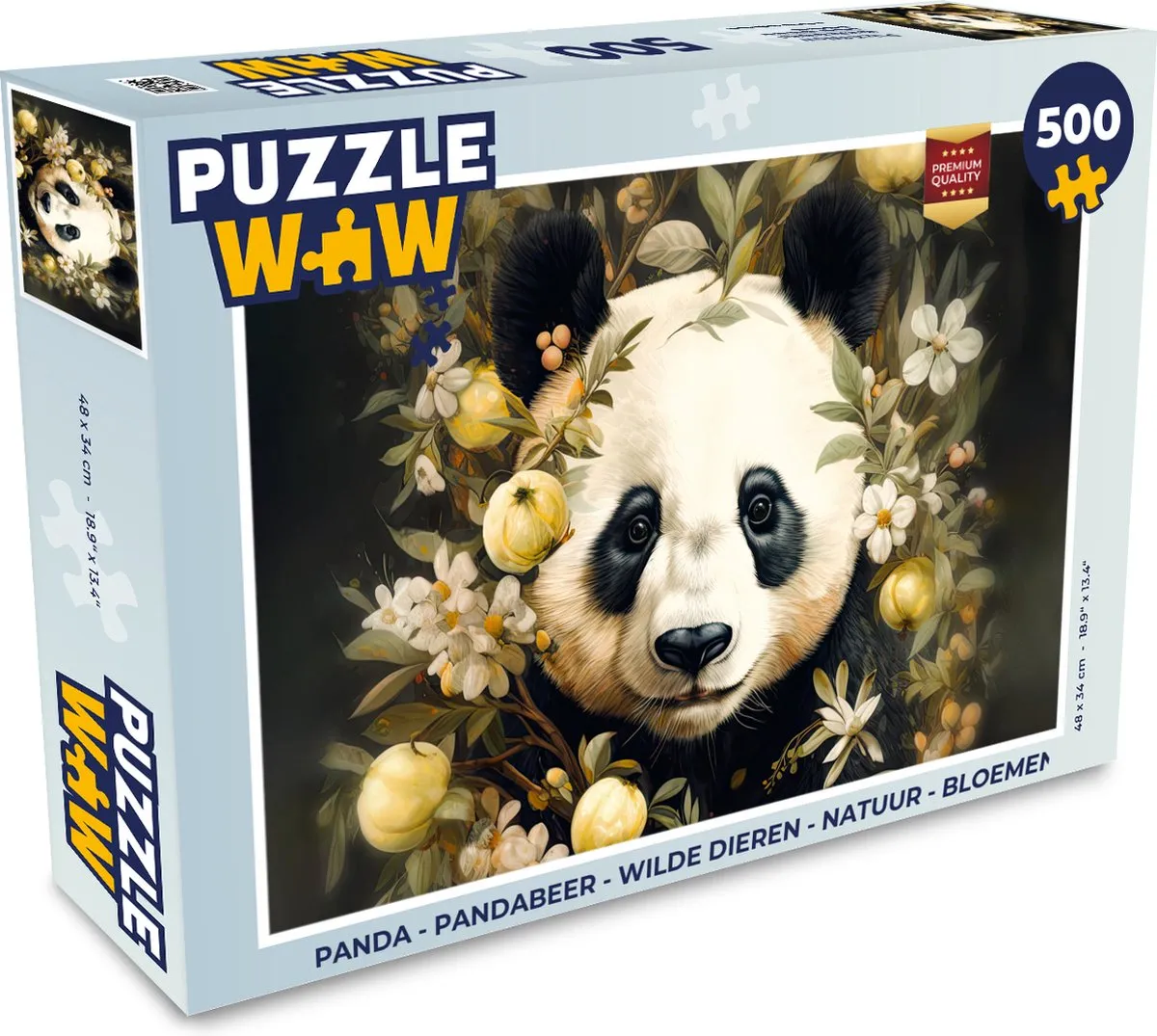 PuzzleWow Puzzel Panda Legpuzzel 500 Stuks - Multicolor