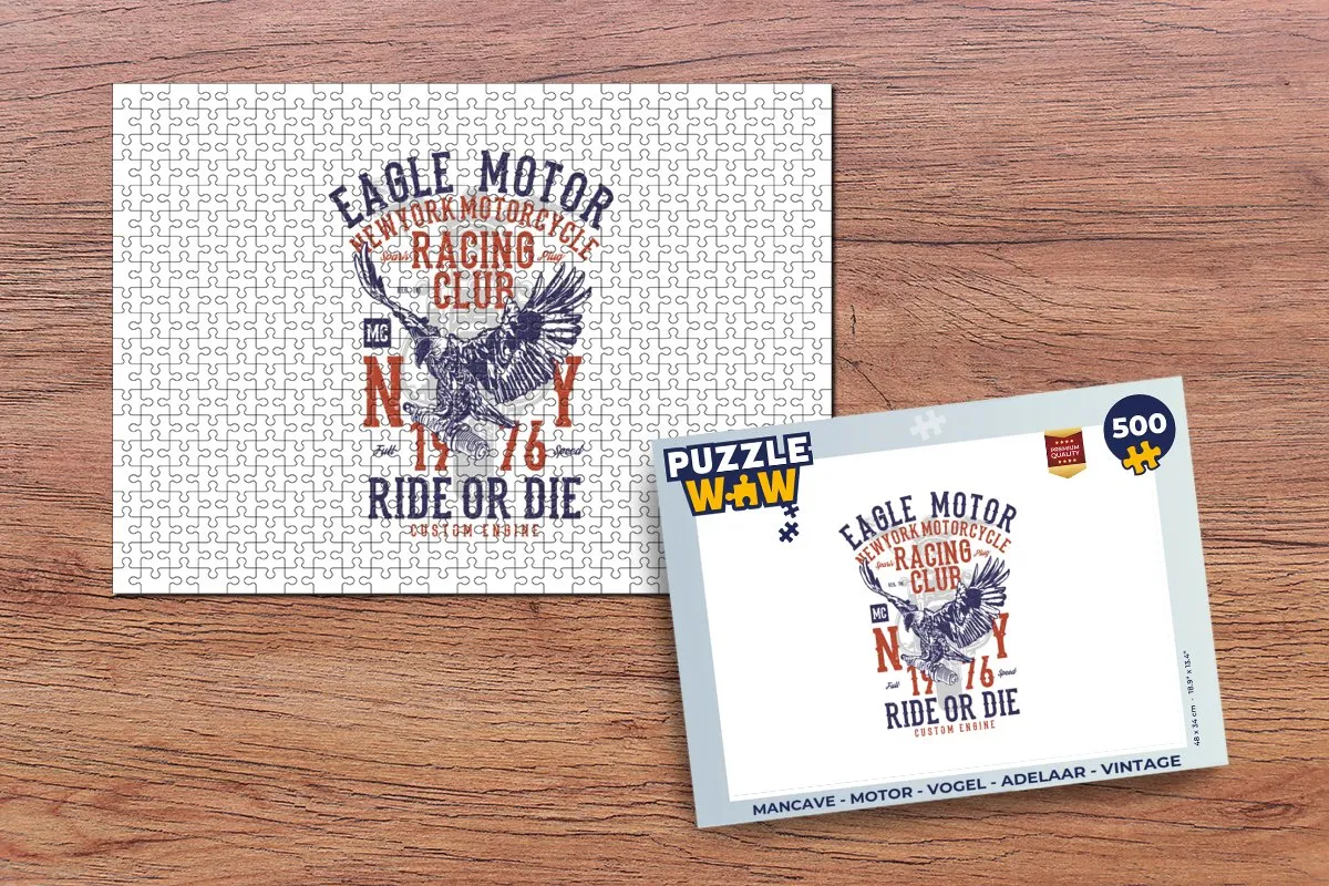 PuzzleWow Mancave Motor Vogel Adelaar Legpuzzel 500 Stuks - Multicolor