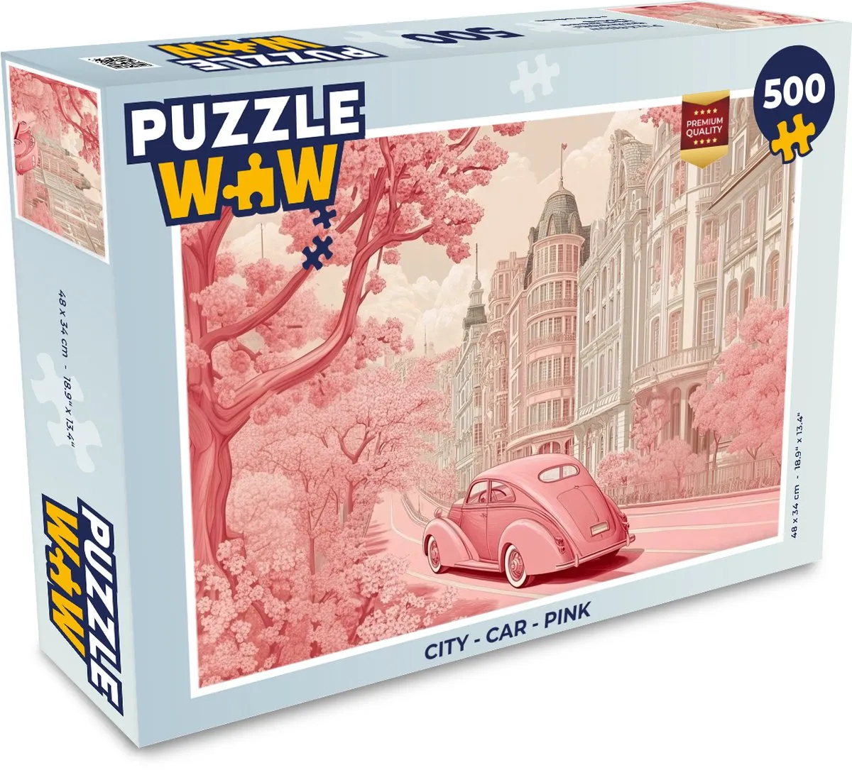 PuzzleWow Puzzel City Car Roze Legpuzzel 500 Stuks - MPN 8721375321195