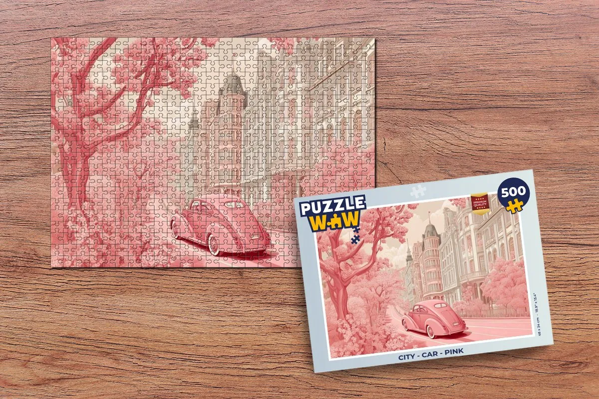 PuzzleWow Puzzel City Car Roze Legpuzzel 500 Stuks - MPN 8721375321195