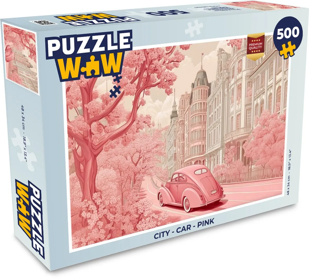 PuzzleWow Puzzel City Car Roze Legpuzzel 500 Stuks - MPN 8721375321195