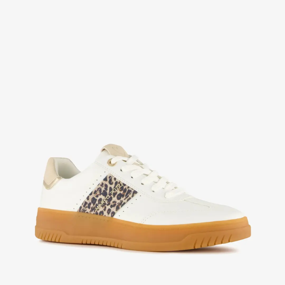 Marco Tozzi dames sneakers met luipaardprint wit