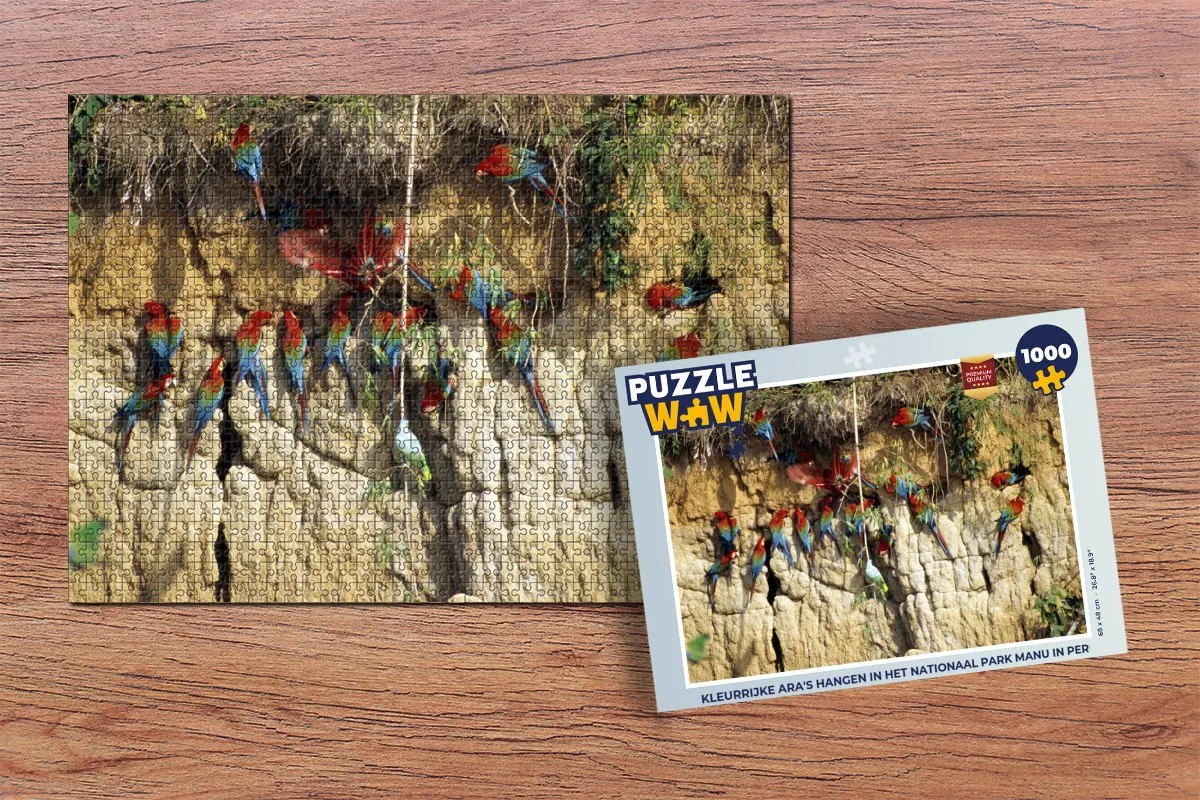 PuzzleWow Legpuzzel 1000 Stuks - Ara's Nationaal Park Manu - Multicolor