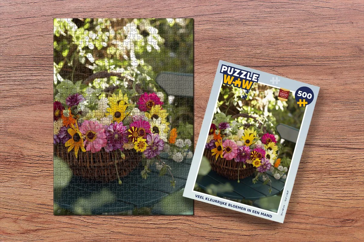 PuzzleWow Bloemen Lente Mand Legpuzzel 500 Stuks - Multicolor