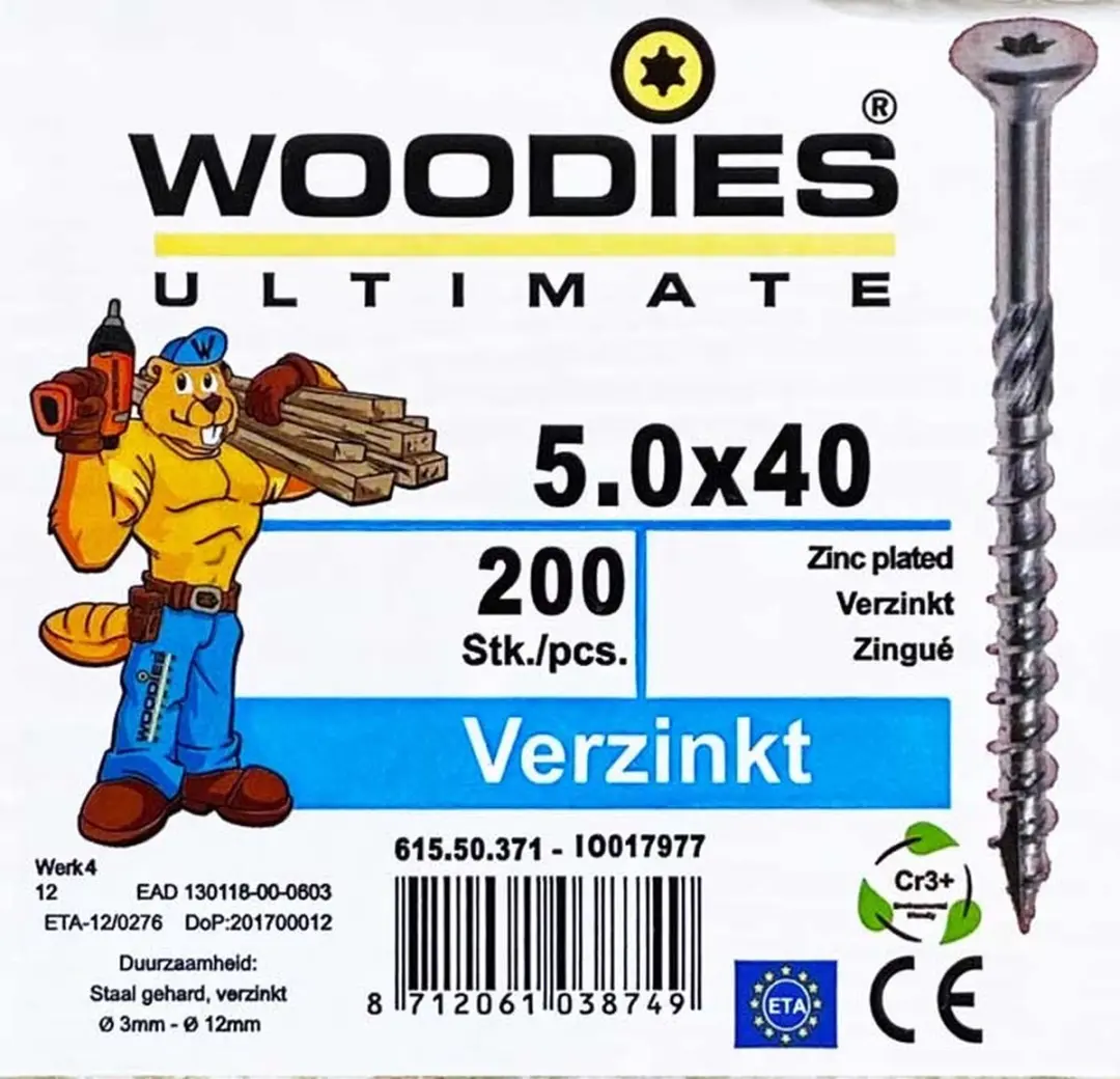 Woodies Ultimate Torx Verzinkt Platverzonkenkopschroef 5x40 - 200 Stuks - afbeelding 3 van 6