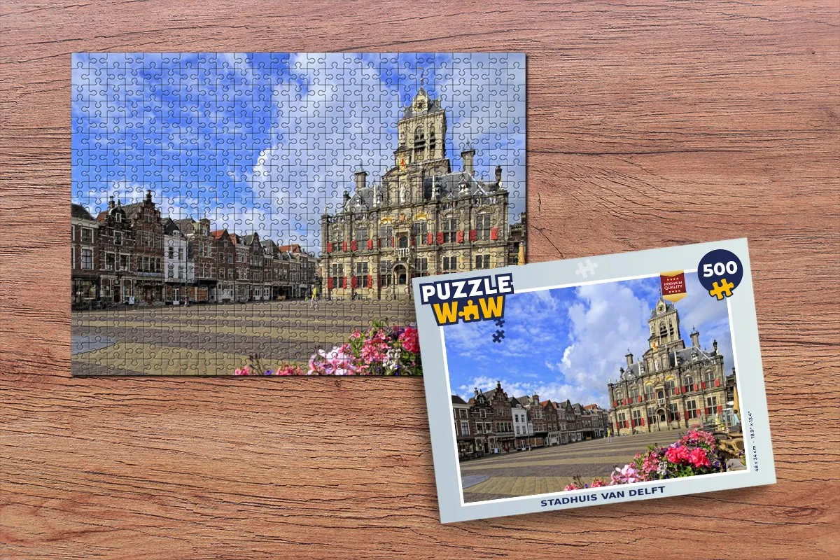 PuzzleWow Delft Centrum Legpuzzel 500 Stuks - Multicolor