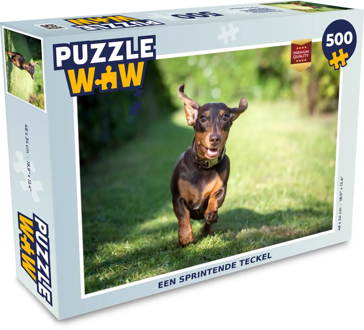 PuzzleWow Legpuzzel Een Sprintende Teckel 500 Stuks - Multicolor