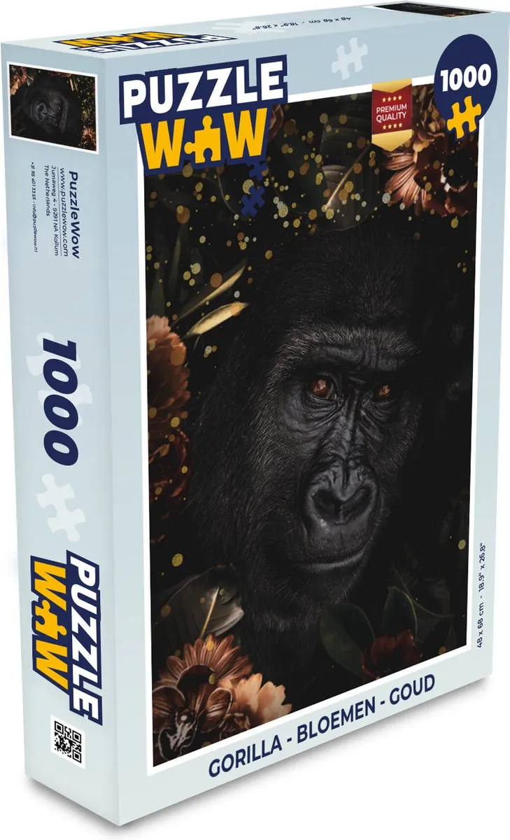 PuzzleWow Gorilla Bloemen Legpuzzel 1000 Stuks