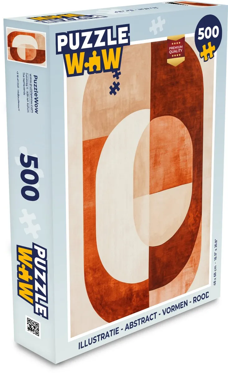 PuzzleWow Abstract Vormen Legpuzzel 500 Stuks - Rood