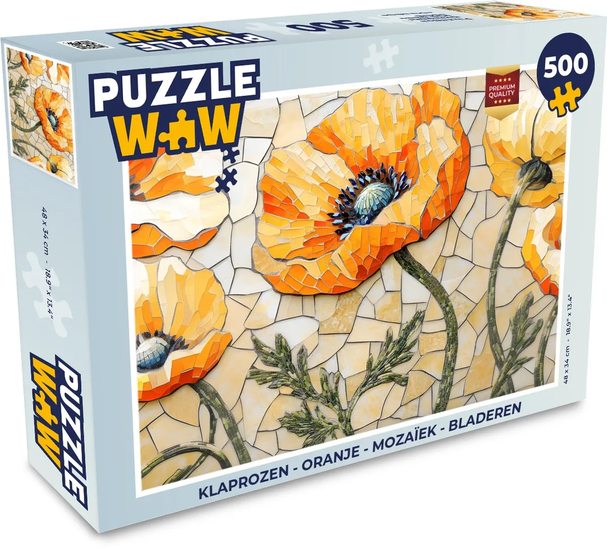 PuzzleWow Klaprozen Mozaïek Legpuzzel 500 Stuks