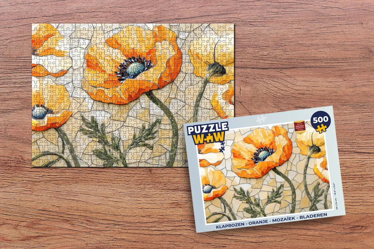 PuzzleWow Klaprozen Mozaïek Legpuzzel 500 Stuks