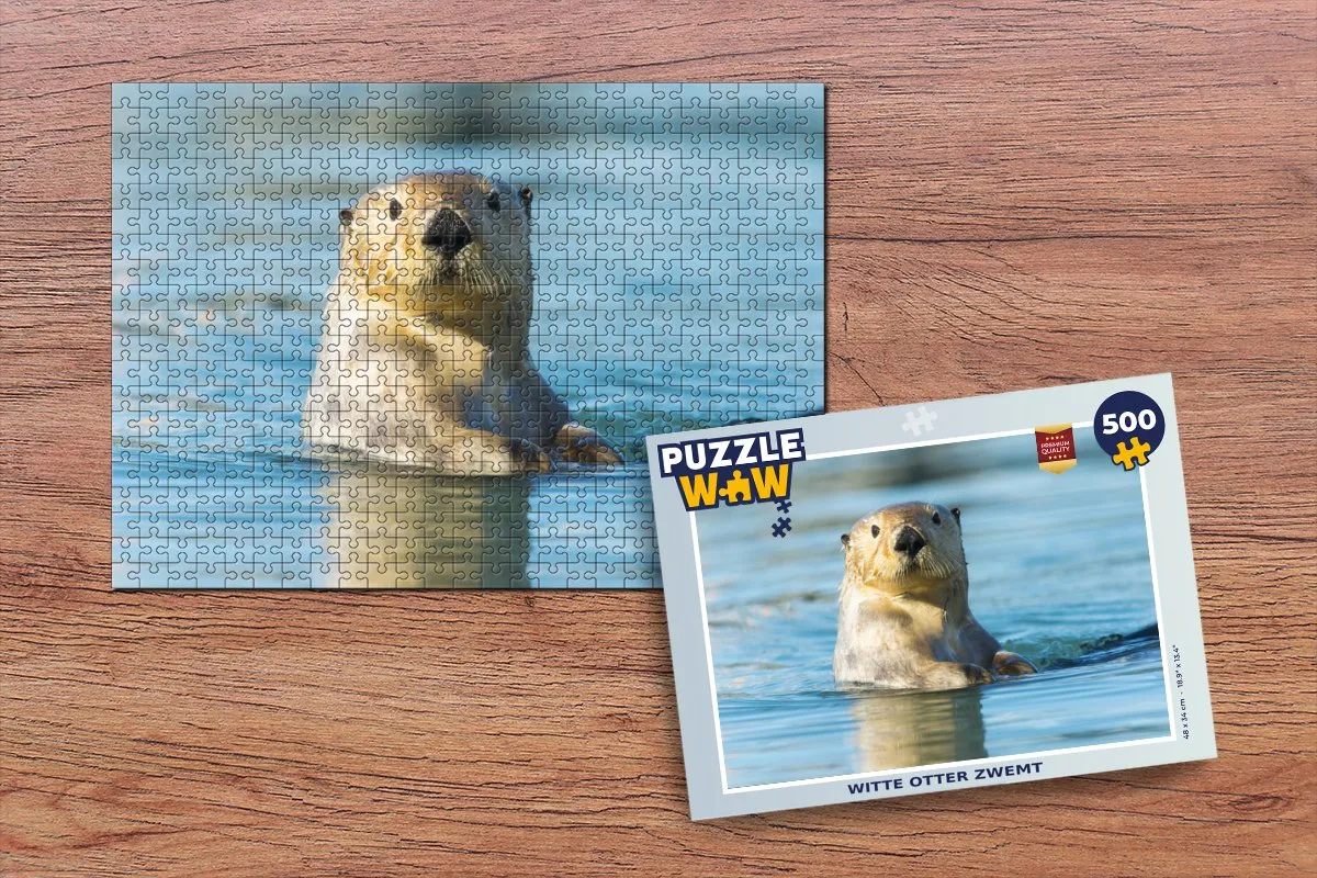 PuzzleWow Legpuzzel Witte Otter Zwemt 500 Stuks - Multicolor