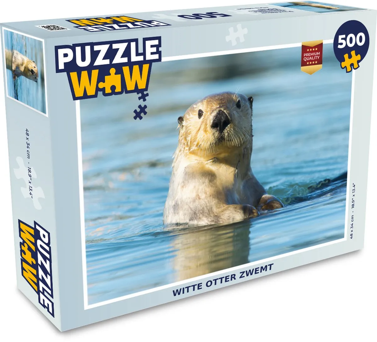 PuzzleWow Legpuzzel Witte Otter Zwemt 500 Stuks