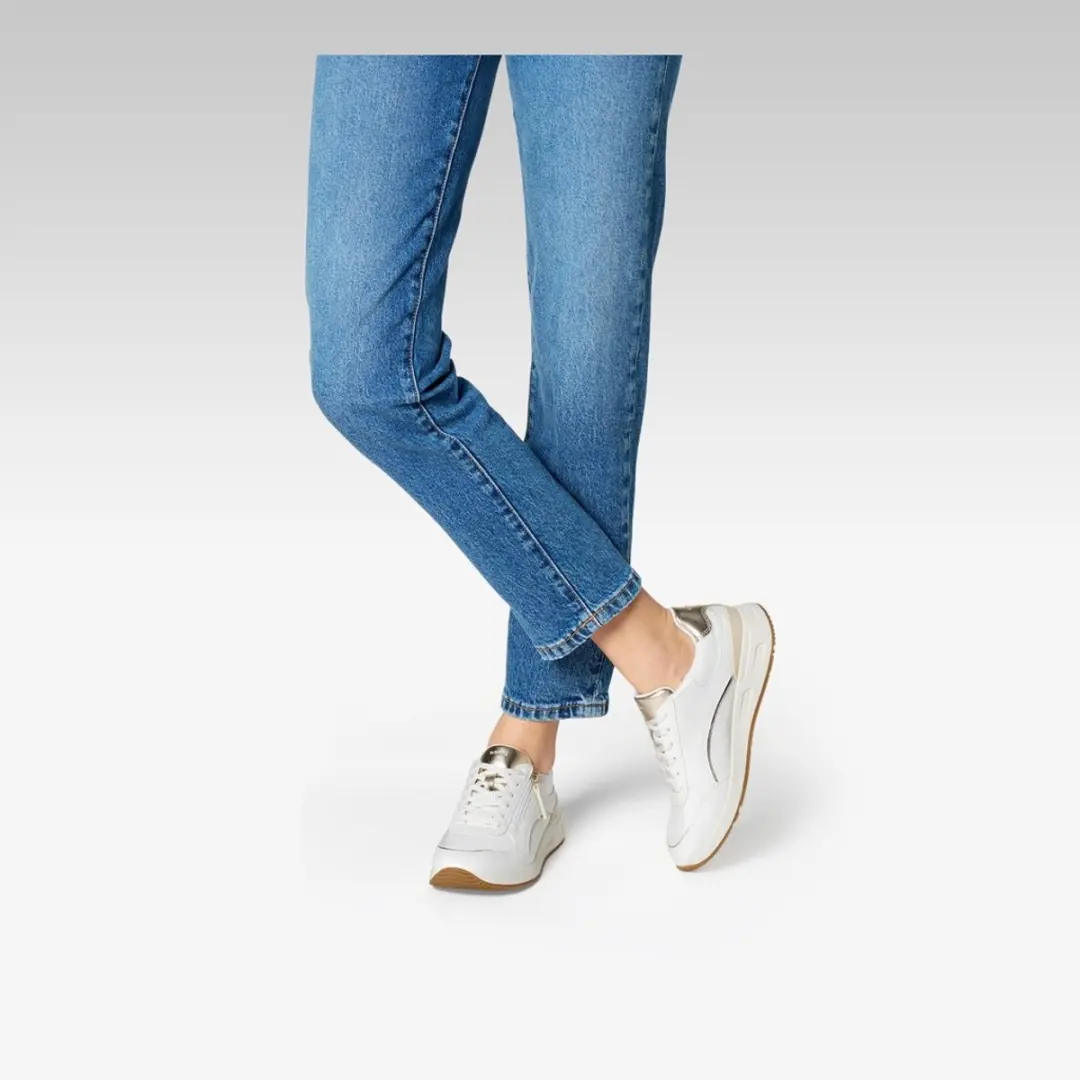 Geox Bulmya Dames Sneakers - Wit/Lichtgoud - Maat 37 - afbeelding 6 van 6