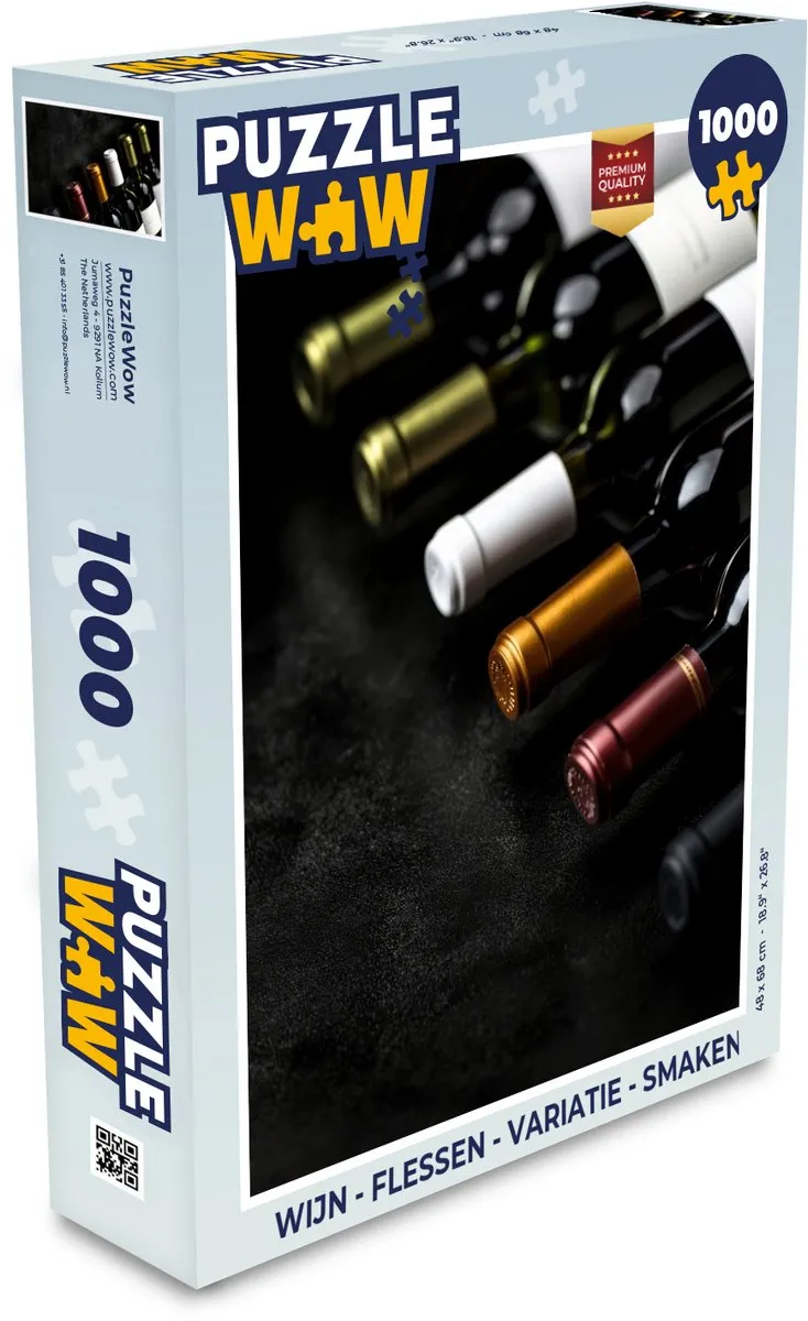 PuzzleWow Wijn Legpuzzel 1000 Stuks - Flessen
