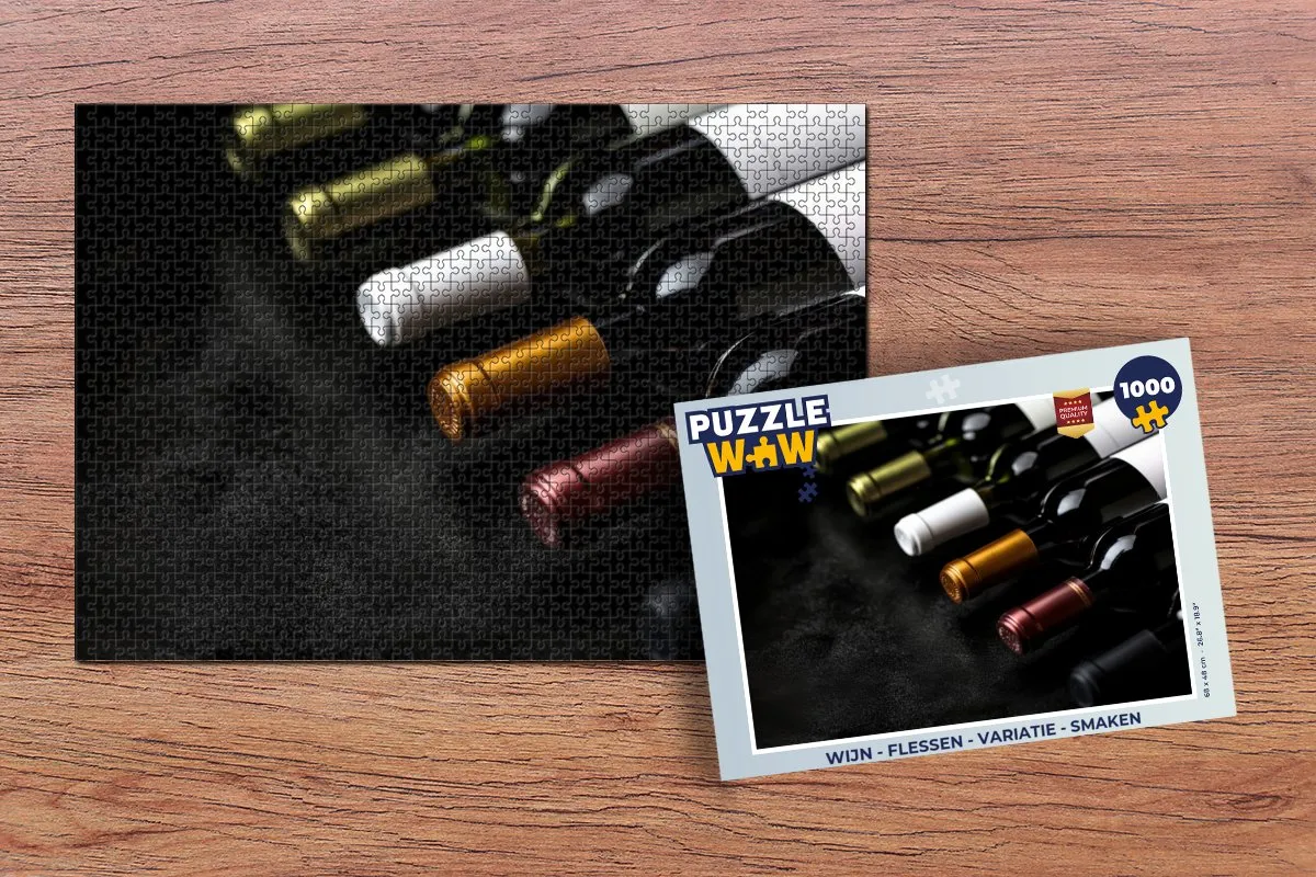 PuzzleWow Wijn Legpuzzel 1000 Stuks - Flessen