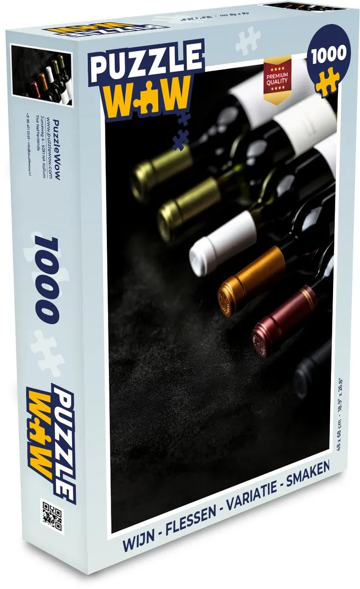 PuzzleWow Wijn Legpuzzel 1000 Stuks - Flessen