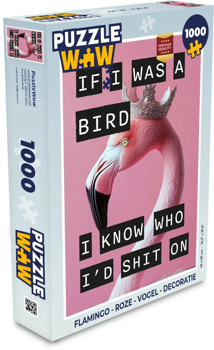 PuzzleWow Flamingo Legpuzzel 1000 Stuks - Roze