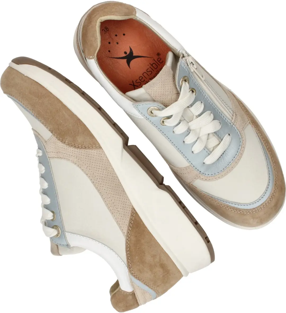 Xsensible Pristina Sneakers Leer Dames Beige - Maat 43 - afbeelding 4 van 6