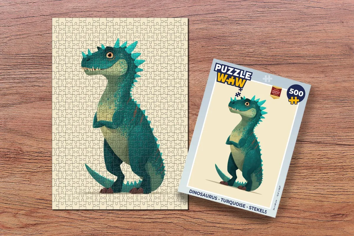 PuzzleWow Dinosaurus Legpuzzel 500 Stuks - Turquoise Stekels