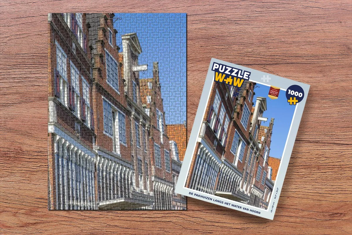 PuzzleWow De pakhuizen langs het water van Hoorn - Legpuzzel 1000 Stuks - Multicolor