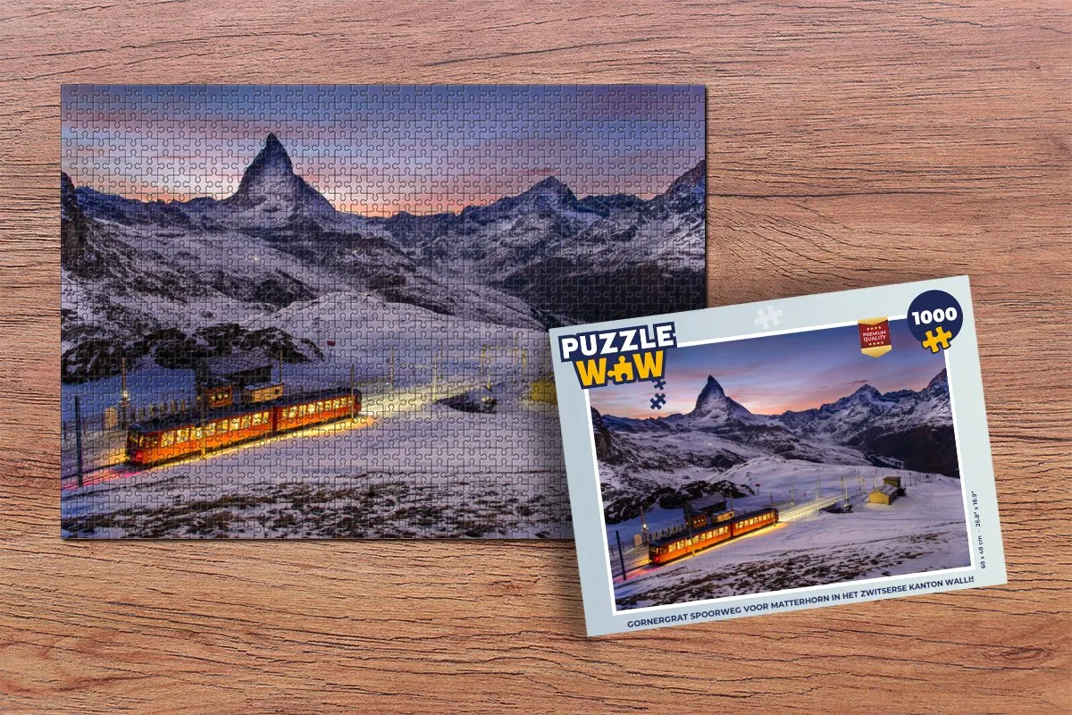 PuzzleWow Gornergrat Spoorweg Matterhorn Legpuzzel 1000 Stuks - Multicolor