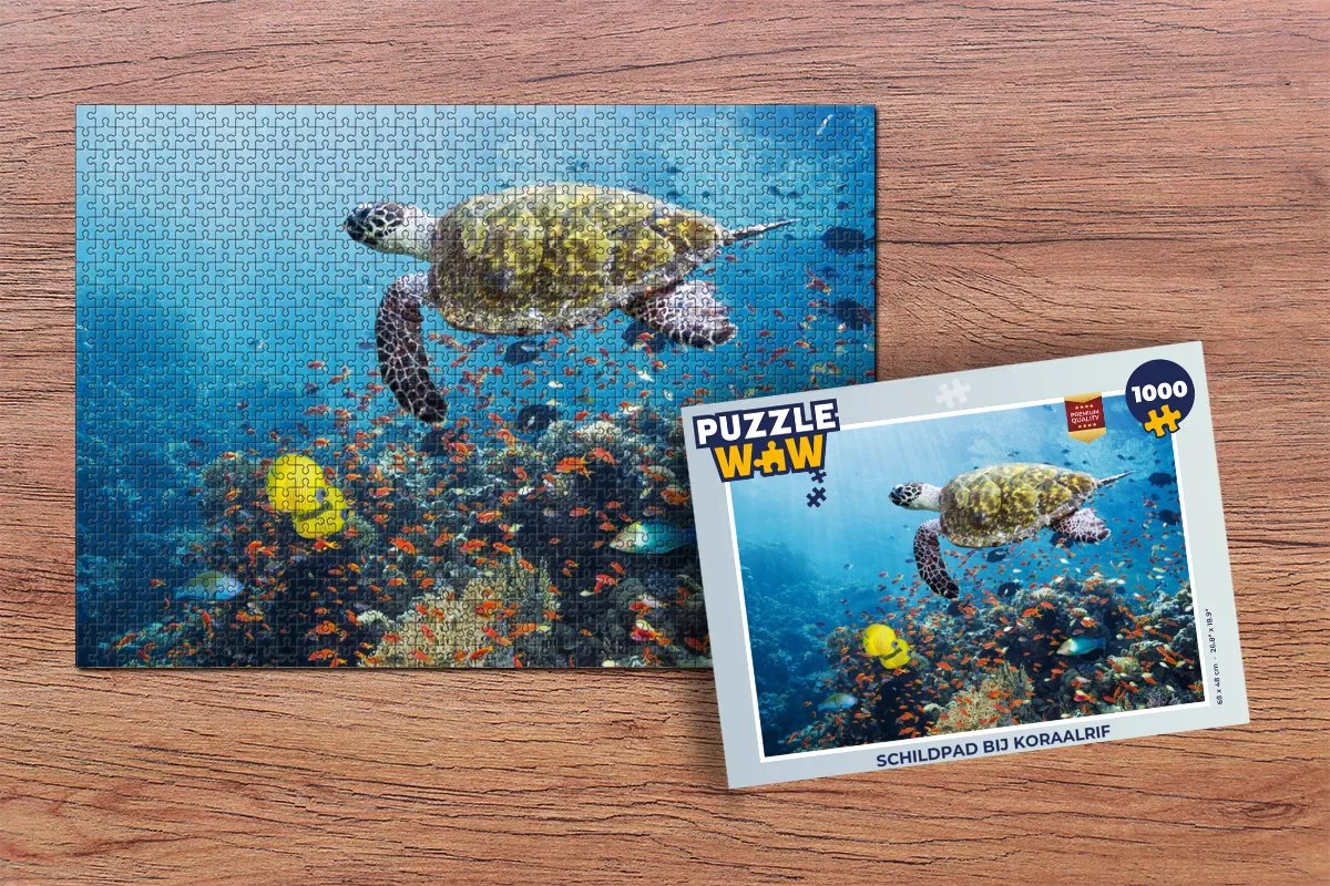 PuzzleWow Schildpad bij Koraalrif Legpuzzel 1000 Stuks - Multicolor