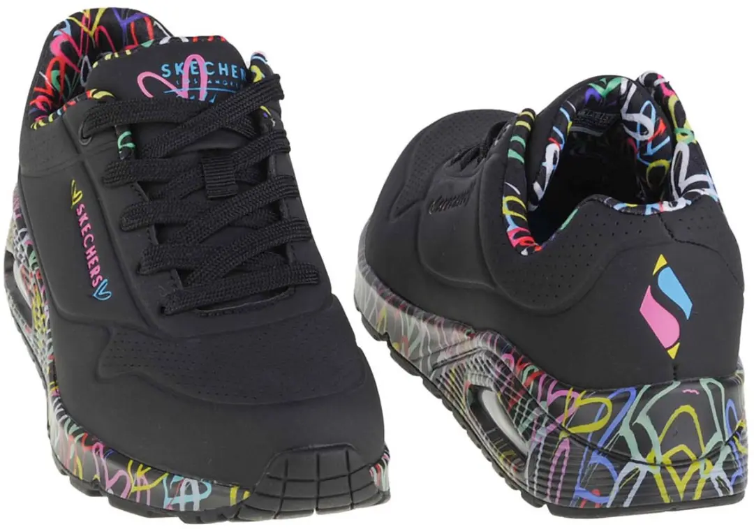 Skechers Uno-Loving Love Sneakers 155506-BBK - Zwart - afbeelding 5 van 5