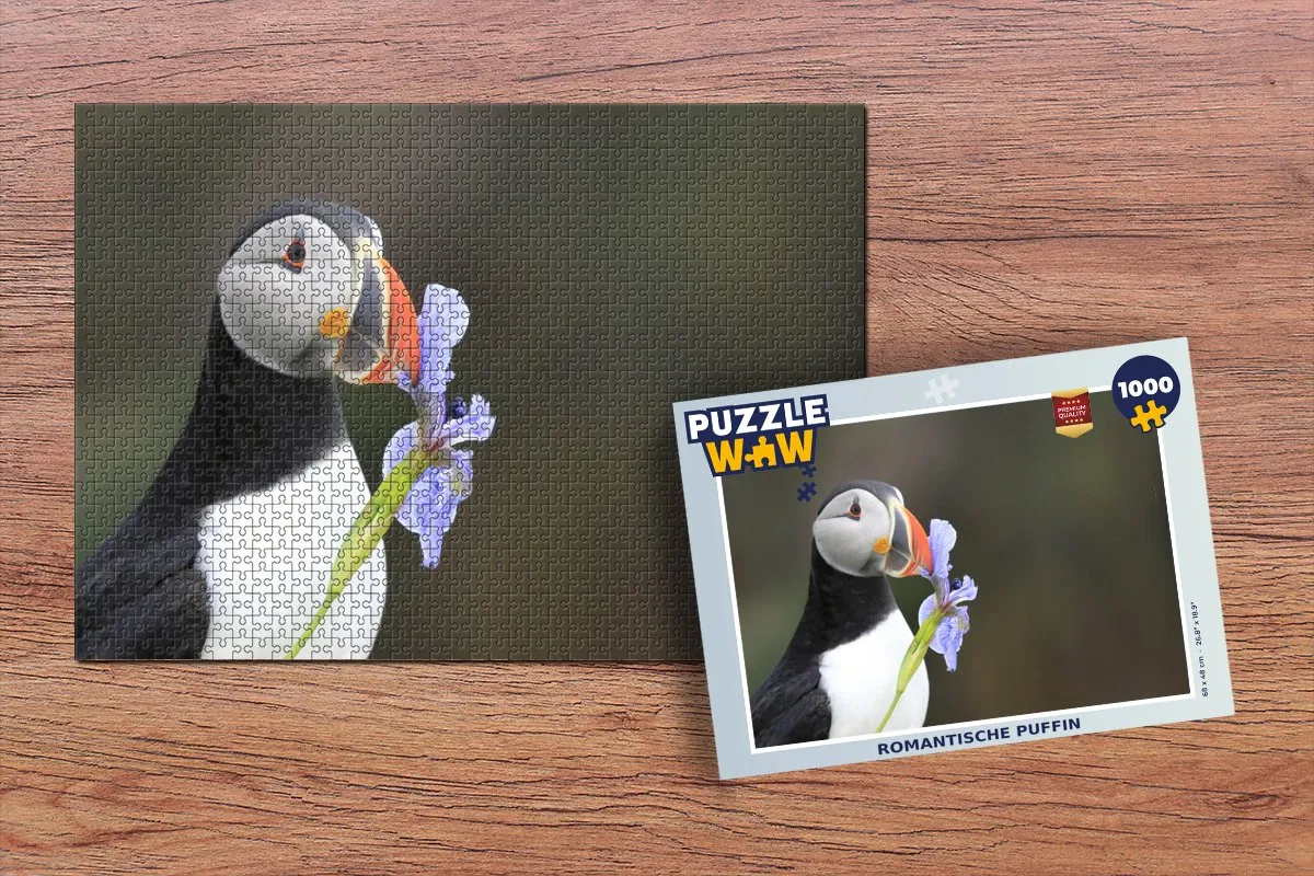 PuzzleWow Romantische Puffin Legpuzzel 1000 Stuks - Multicolor