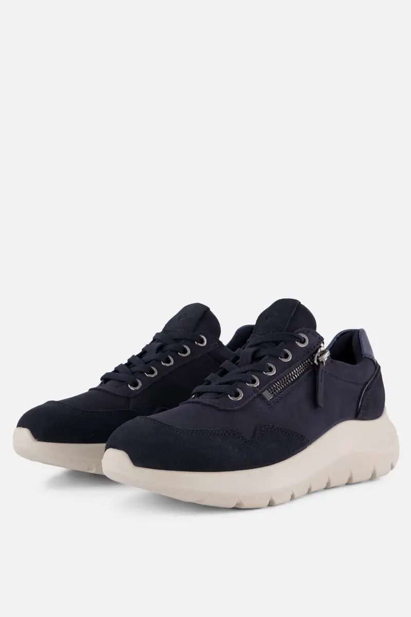 Ecco Valerie Side Zip Sneakers blauw Nubuck