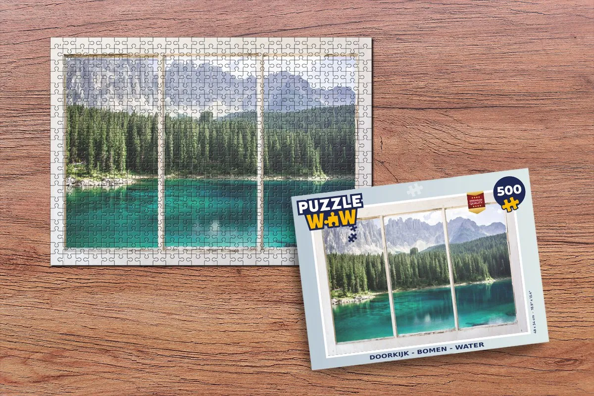 PuzzleWow Doorkijk Boom Water Legpuzzel 500 Stuks - Multicolor