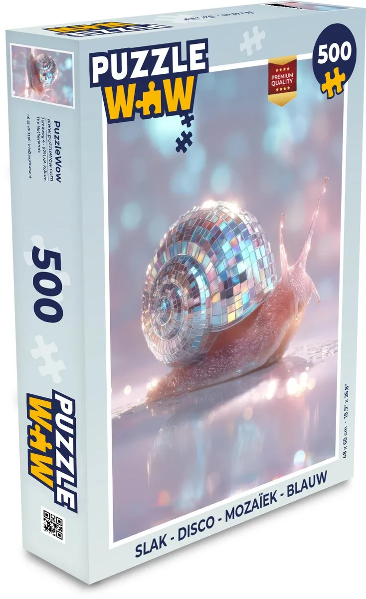 PuzzleWow Slak Disco Mozaïek Legpuzzel 500 Stuks - Blauw