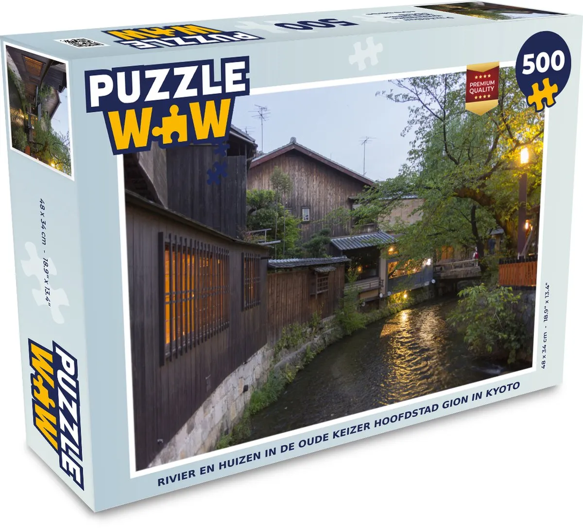 PuzzleWow Legpuzzel Kyoto Gion Rivier en Huizen 500 Stuks