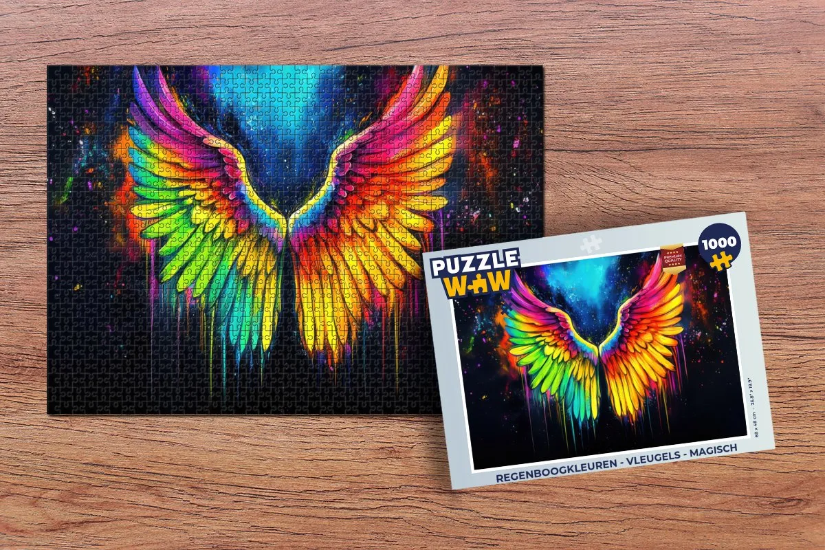 PuzzleWow Regenboogkleuren Vleugels Legpuzzel 1000 Stuks