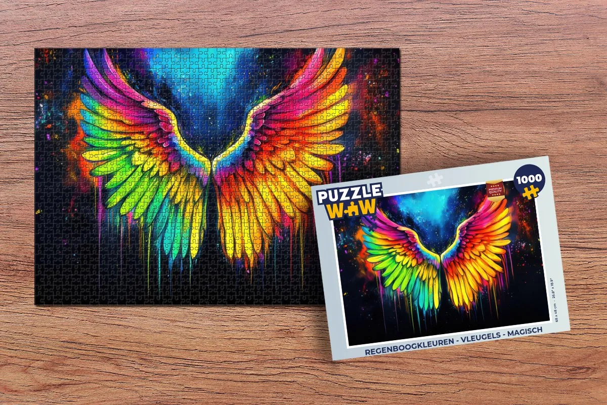 PuzzleWow Regenboogkleuren Vleugels Legpuzzel 1000 Stuks