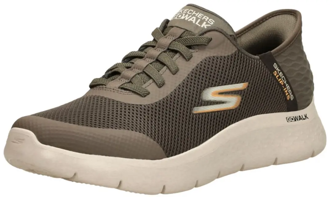 Skechers Go Walk Flex Hands Up Heren Instappers - Bruin