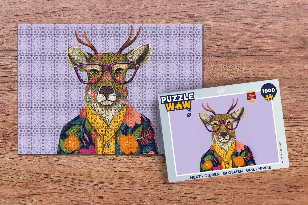 PuzzleWow Legpuzzel Hert - 1000 Stuks - Multicolor