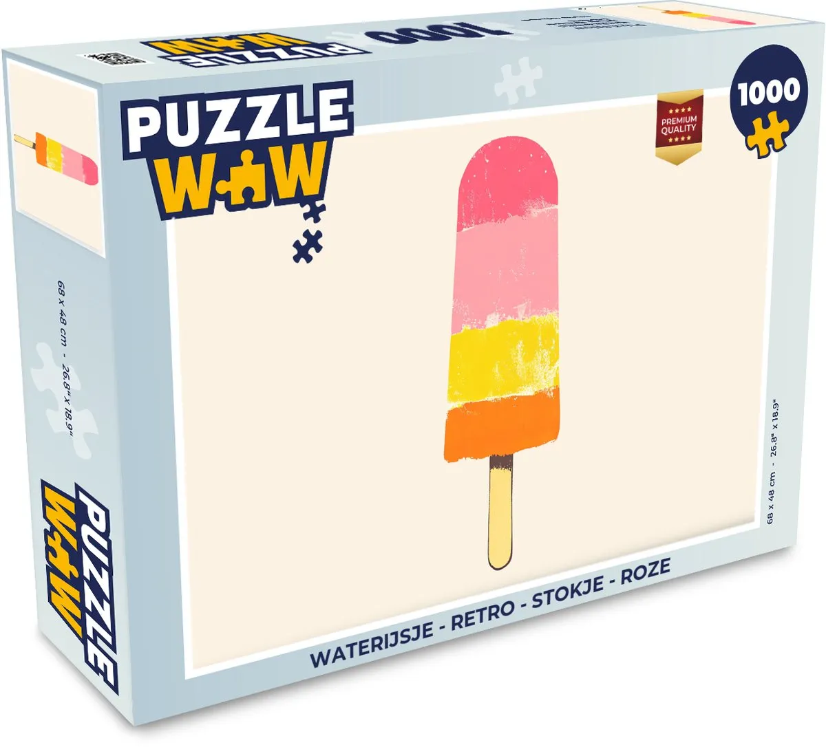 PuzzleWow Waterijsje Retro Legpuzzel 1000 Stuks - Roze Stokje