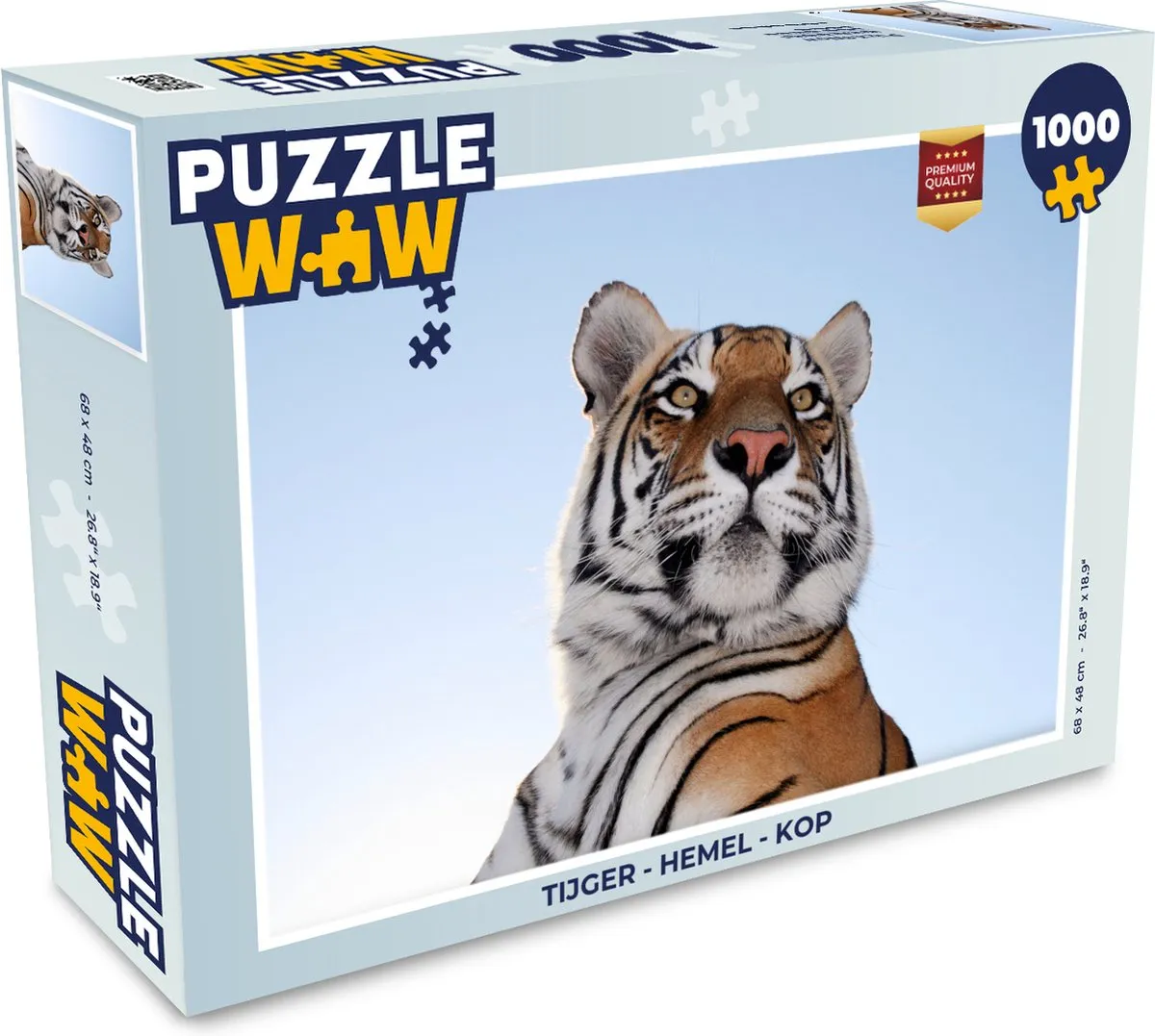 PuzzleWow Tijger - Hemel Kop Legpuzzel 1000 Stuks - Multicolor