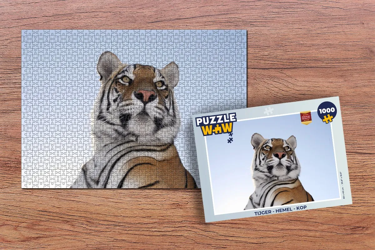 PuzzleWow Tijger - Hemel Kop Legpuzzel 1000 Stuks - Multicolor