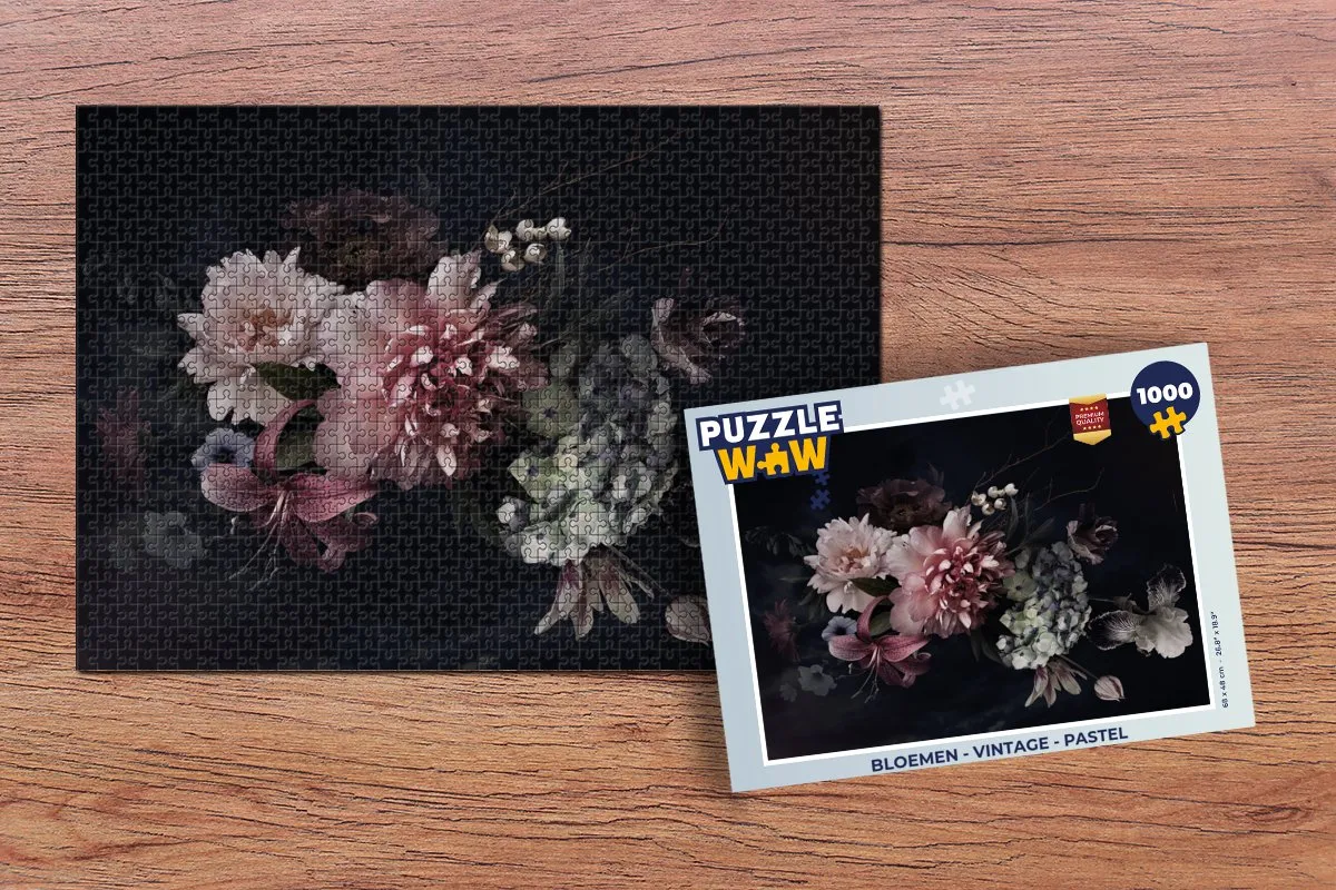 PuzzleWow Bloemen Vintage Legpuzzel 1000 Stuks - Multicolor