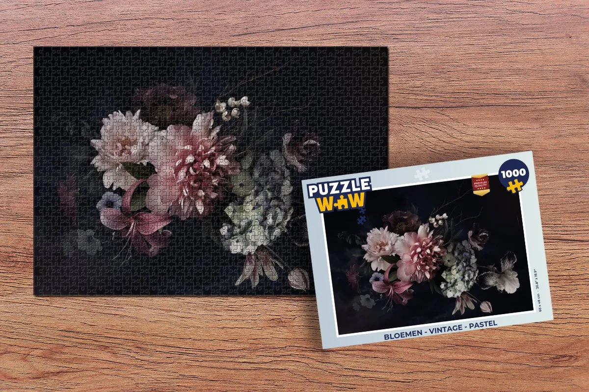 PuzzleWow Bloemen Vintage Legpuzzel 1000 Stuks - Multicolor