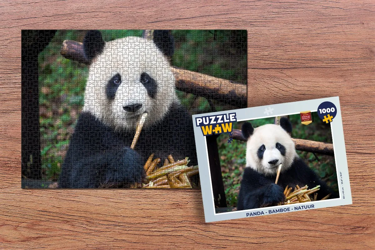 PuzzleWow Puzzel Panda Legpuzzel 1000 Stuks - Multicolor