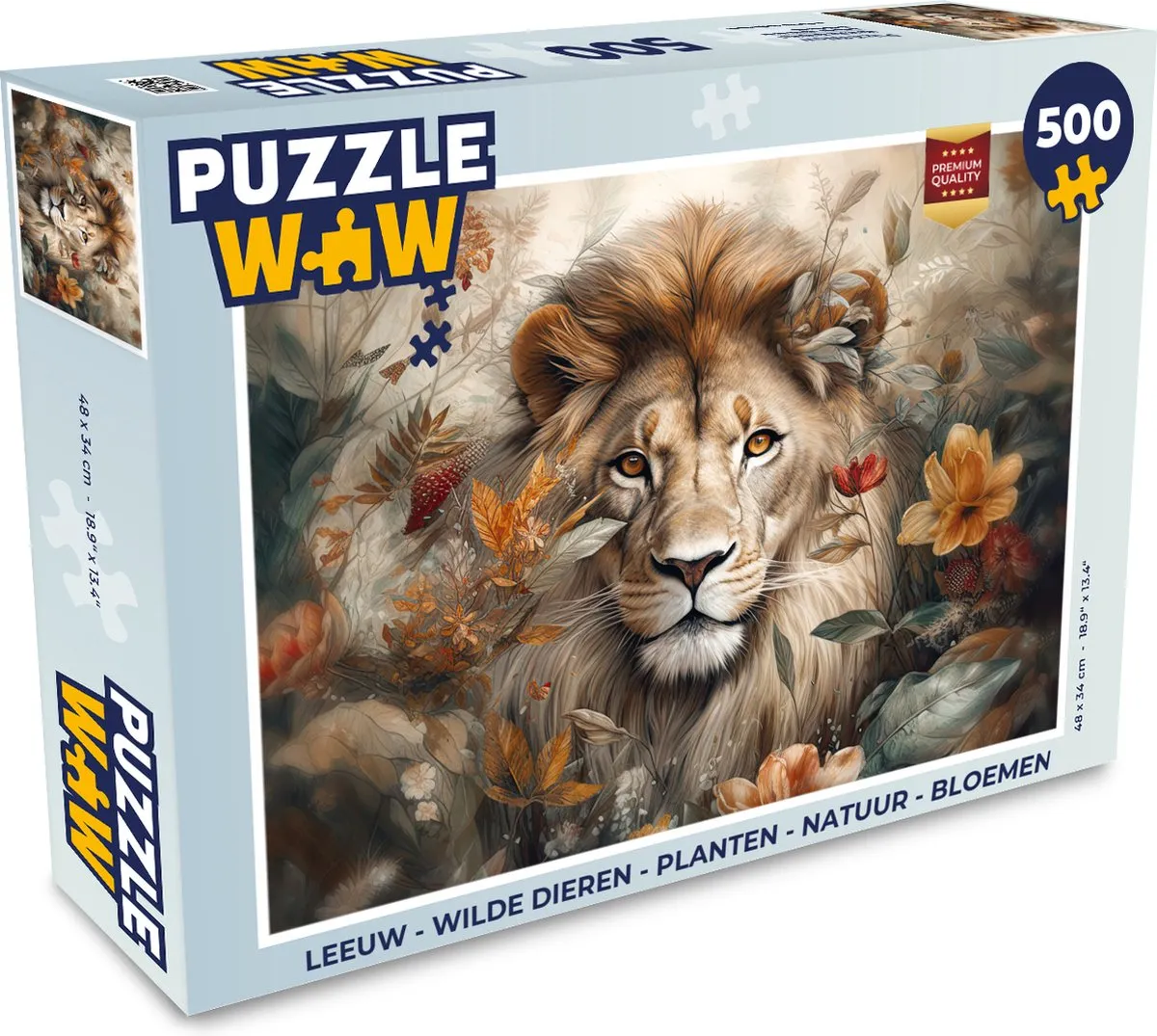 PuzzleWow Leeuw Wilde Dieren Natuur Puzzel 500 Stuks - Multicolor