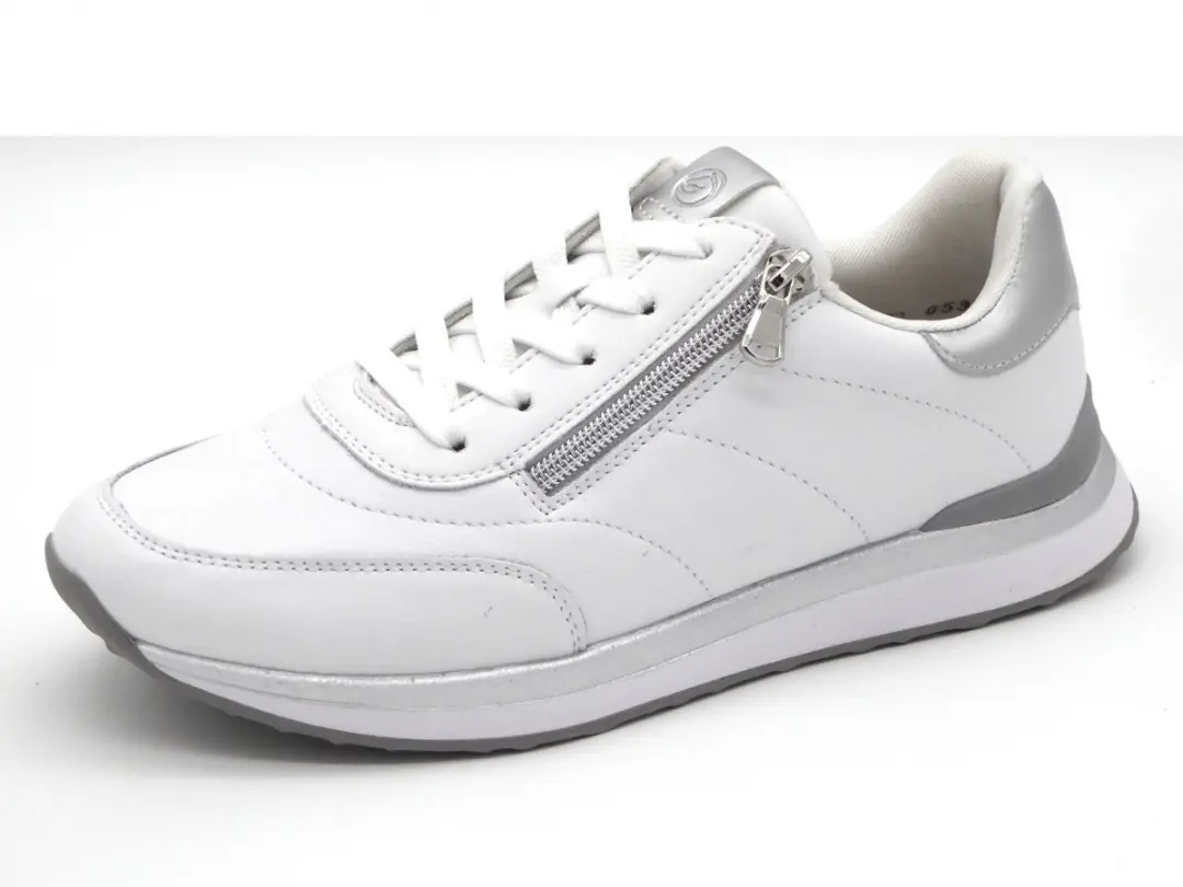 Remonte D3F00-80 Sneakers Wit Zilver Leer Dames