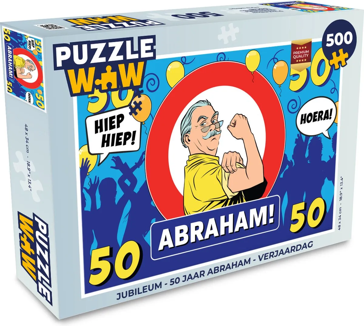 PuzzleWow Abraham Jubileum Legpuzzel 500 Stuks - Multicolor